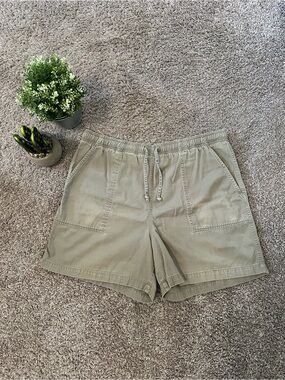 Women's Olive Drawstring Utility Shorts